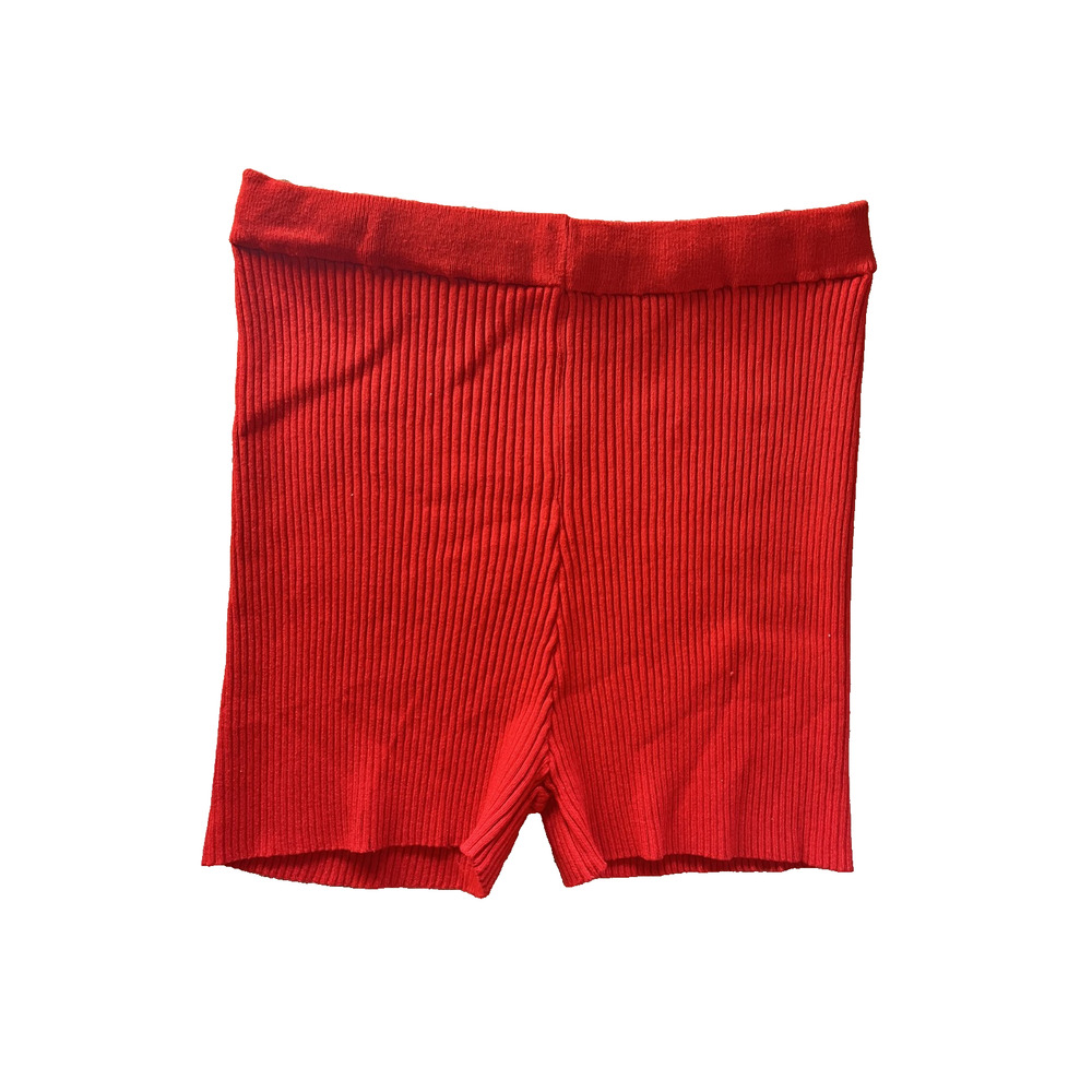 Juniors Teen Girls Daisy Size Large 26" Waist Stretchy Elastic Red Ribbed Shorts